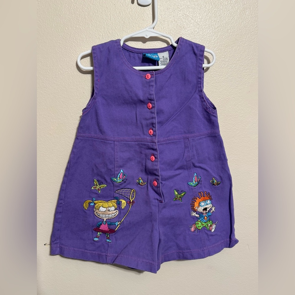 SUPER RARE Viacom Nickelodeon Rugrats 1998 Girls Purple Jumper Size 6